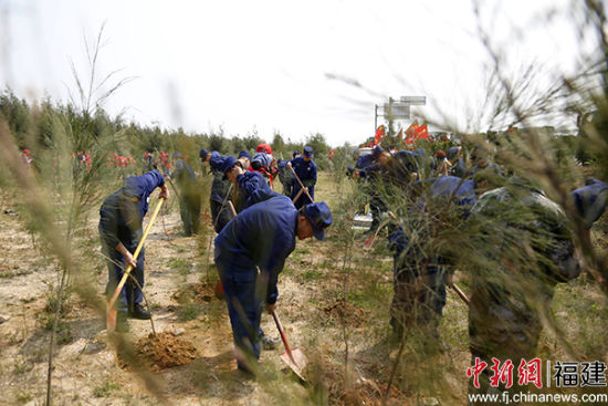 圖為森林消防員參加植樹活動(dòng)。 .jpg