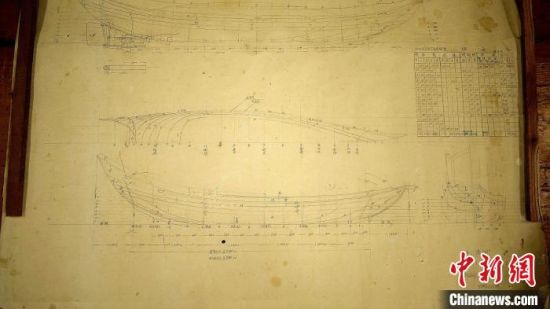 圖為鄭文祥1984年繪制的下岐連家漁船圖紙?！卫?攝